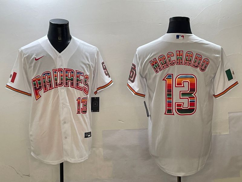 Men San Diego Padres 13 Machado White Fashion 2025 Nike MLB Jersey style 5
